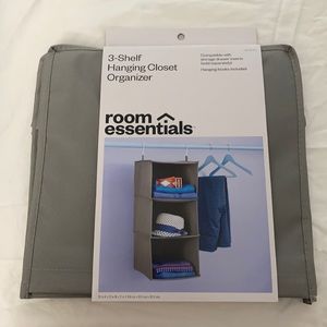 3-Shelf Hanging Closet Organizer in Gray